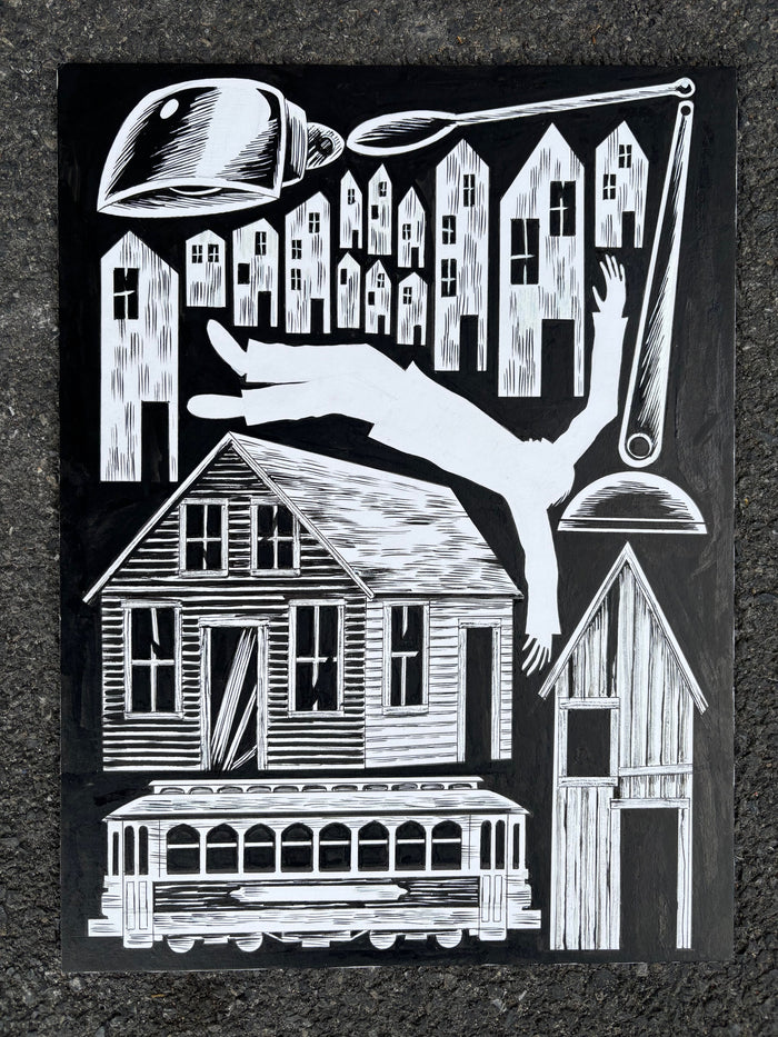 "The Town Manager" original art by Jonathan Dennison