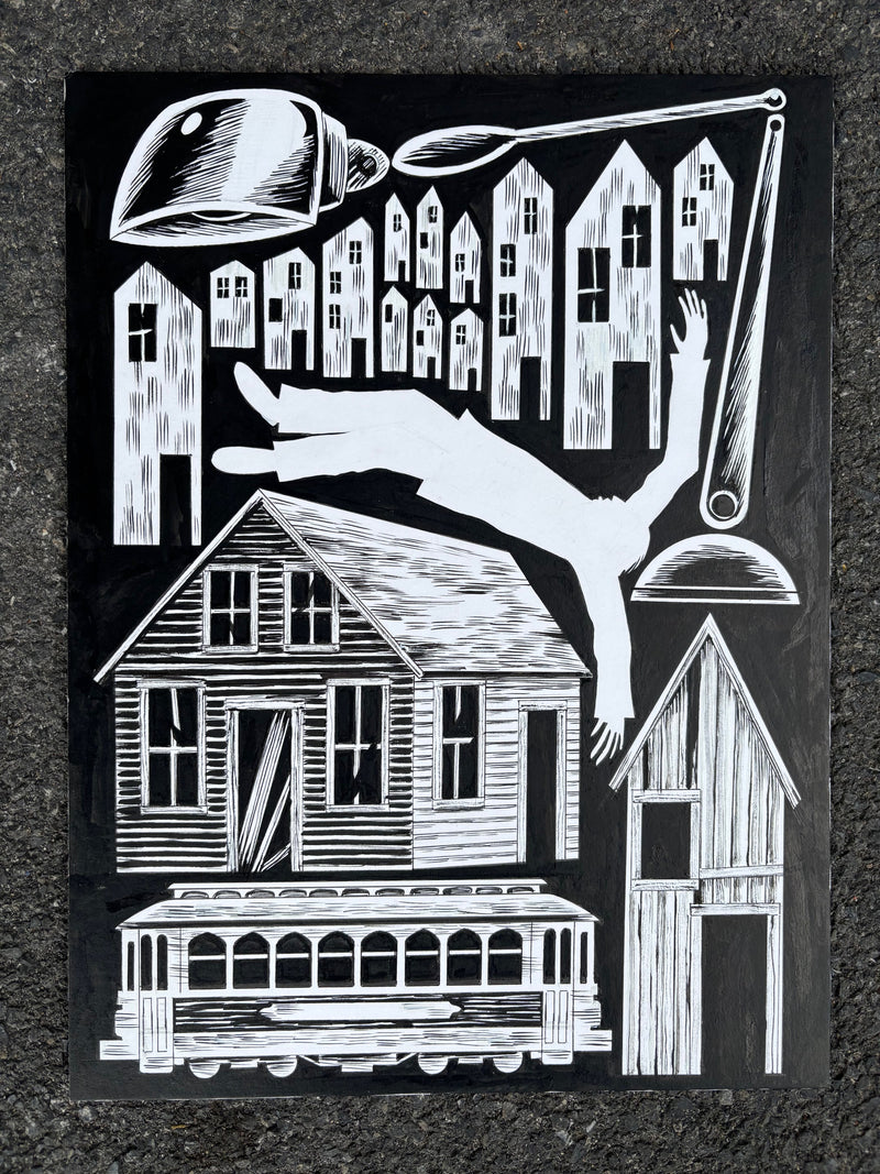 "The Town Manager" original art by Jonathan Dennison